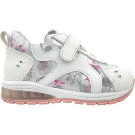 Resim Deri Ve Ortopedik Destekli Kız Çocuk Işıklı Ayakkabı Beyaz Beyaz 