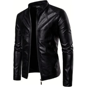 Resim Hakiki Deri Siyah Blanch Fermuarlı Erkek Deri Ceket Siyah 