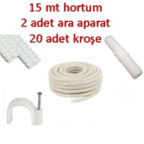 Resim H&G ETİCARET Topalak Boya Hırdavat Klima Su Tahliye Hortumu 15 Metre 2 Ek Parça 15 Adet Kroşe 