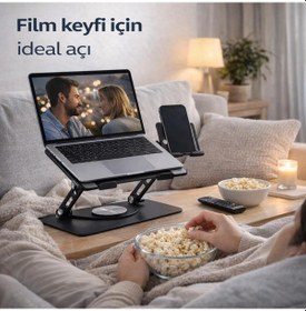 Resim Coofbe 2in1 Yükseklik Ayarlı 360 Döner Alüminyum Laptop Standı Laptop Sehpası Ve Telefon Standı 