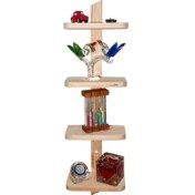Resim Barış Dizayn Montessori Doğal Ahşap Dekoratif Raf 4 Katlı Bibloluk Çok Amaçlı Süs Duvar Rafı 