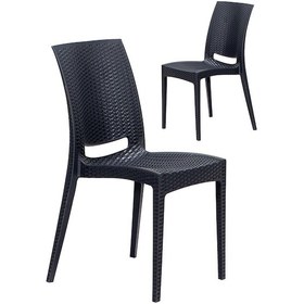 Resim 2 Adet Rattan Antrasit Sandalye / Balkon-bahçe-teras Antrasit 
