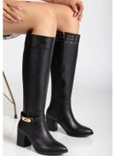 Resim Jeoli Siyah Cilt Topuklu Çizme Çok Renkli 