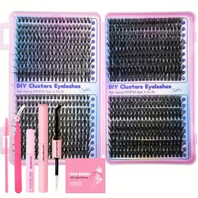 Resim Kirpik Uzatma Kiti, 800 parçalık DIY Kirpik Uzatma Kiti 30405060D Combo Kirpik Kümesi D Curl Tek Kirpik Kiti Çift Uçlu Kirpik Bağlama ve Mühürleme ve Rahat Kirpik Pense D Curl 9-16mm Hibrit Kirpik Uzatma Kiti... 