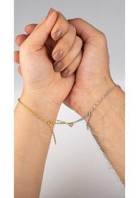 Resim Gümüş Bay Bayan Çift Birleşen Kalp Sevgili Bilekliği Kle2s65 Sarı 