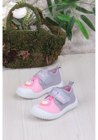 Resim Fort 3356 Gz Kuş Figürlü Anaokulu Kreş Ev Kız Çocuk Keten Panduf Ayakkabı Pembe 