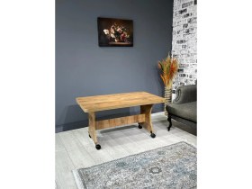 Resim Hey Modüler Mobilya Hey Ada Tekerlekli Kavisli Köşe Orta Sehpa Ceviz 100 x 60 cm Modern Tasarım ve Fonksiyonel Kullanım 