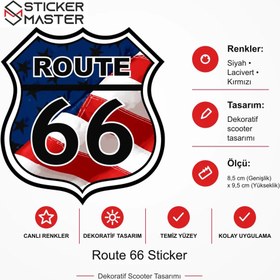 Resim Vespa Uyumlu Route 66 Sticker - 2 Adet 