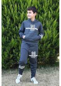 Resim Fyk Kids 3'lü 96 Yazı Baskılı Kanguru Cepli Erkek Çocuk Takım Çok Renkli 