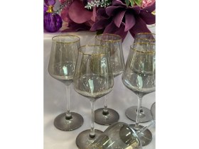 Resim MD Mimoza Dekor MD Mimoza Füme Gold Kadeh 6'lı Set Kırmızı Şarap Kadehi 450 ml Şık Tasarım 