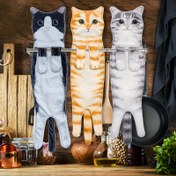 Resim Sevimli Kedi Şekilli Asılı El Havluları, Banyo ve Mutfak için Komik Kedi Desenli - Ultra Emici Polyester Karışımı, Dekoratif & Fonksiyonel, 360gsm, Noel ve Anneler Günü İçin Kadınlar için Eğlenceli Hediye 