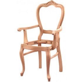 Resim Masif Art Pirum Klasik Oymalı Kollu Sandalye Cilasız Ham Ahşap 