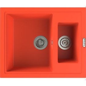 Resim Polex Cristalüx Granit Evye P-04 Turuncu 1.5 Gözlü Tezgah Altı Ve Tezgah Üstü Kare Mutfak Evyesi 59.5x49 CM 