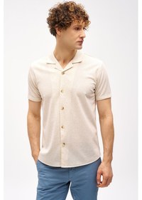 Resim Erkek Bej Apaç Yaka Gömlek-16402 Bej 