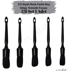 Resim UNIKAT 5'li Siyah Renk Farklı Boylarda Detay Temizlik Fırçası - piano black 