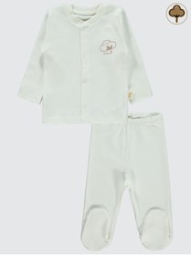 Resim Civil Baby Bebek Organik Pijama Takımı 0-6 Ay Ekru 