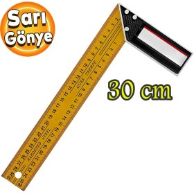 Resim Badem10 Alüminyum L Gönye Sarı Gönye Cetvel Kaynak Kaynakçı Marangoz Gönyesi 300 mm 
