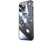 Resim Mobilzone iPhone 14 Pro Uyumlu Wireless Şarj Özellikli Sert PC Zore Riksos Magsafe Kılıf-Siyah 