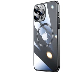 Resim Mobilzone iPhone 14 Pro Uyumlu Wireless Şarj Özellikli Sert PC Zore Riksos Magsafe Kılıf-Siyah 