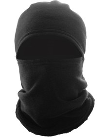 Resim Mrey Siyah Polar Kar Maskesi Termal Kışlık Polar Şapka Bere Boyunluk Motorcu Kask Bere Unisex Balaclava 