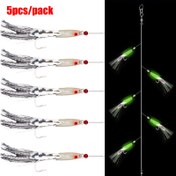 Resim 5 adet Mackerel Barbed Hook Bass Cod Lures Deniz Balıkçılığı Rigs Tackle Boat Balıkçılığı saç tokası ile İplik Tüyü Roplu Deniz Balıkçılığı saç tokası, Bass Balıkçılığı Aksesuarı 