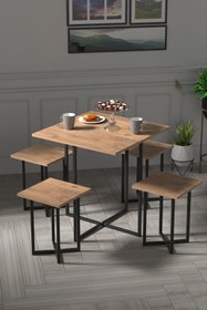 Resim Retodesign 4 Kişilik Kare Masa Takımı Atlantik Çam 1680 