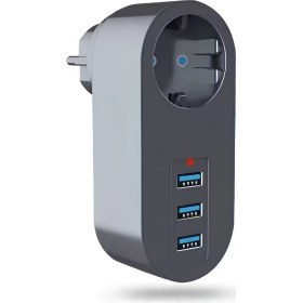 Resim Markafox Akım Korumalı Kablosuz Priz 3 USB Girişli USB 2.1A 2500W 10A 3400 