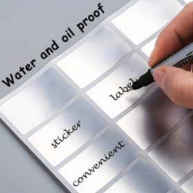 Resim 16'lı/80'li/160'lık/320'lik Su Geçirmez ve Yağa Dayanıklı PET Etiketler, Ürün İsimleri için Kendinden Yapışkanlı Etiketler, Örnek Etiketleri, Depolama Organizasyon Stickerları, İşaretleyici Etiketler, El Yazısı Dostu, Kaplar, Kavanozlar ve Kutular için Uygun 