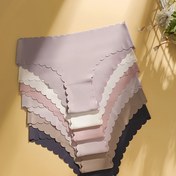 Resim 6 Paket Kadın Külodu, Düz Renk, Dikişsiz, Pürüzsüz, Nefes Alabilir, İnce, Esnek, Çabuk Kuruyan, Taraklı Kenar, Orta Bel, Naylon, Şık Stil, Spor, Yoga, Dans, Günlük Giyim İçin İç Çamaşırı 