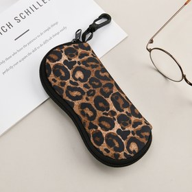 Resim 1 adet Şık Leopar Desenli Fermuarlı Gözlük Kılıfı - Hafif, Su Geçirmez Neopren, Gözlük ve Aksesuarlar için Çok Amaçlı Depolama, Aksesuar Tutucu | Leopar Desenli Kılıf | Fermuarlı Depolama, Gözlük Kılıfı 
