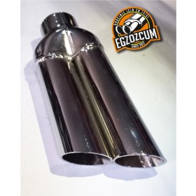 Resim Yan Kesik Minik Çiftli Nikelaj Egzoz Ucu Eksoz Sök/tak Vidalı 