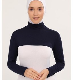 Resim Balıkçı Yakalı Boyunluklu Kolluk Lacivert Çok Renkli 