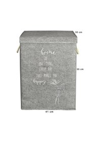 Resim Keçe Dikdörtgen Kirli Çamaşır Sepeti Gri 