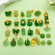 Resim 25 adet Çin Tarzı Altın Yağ Damlası Kolye Şansları Jade Yeşil Şans Çantası Şekilleri - Çinko Alaşım, DIY El Yapımı Kolye Aksesuarları, Moda Twist Tasarımı, DIY Takı Yapımı | Geleneksel Çin Tasarımı | Çinko Alaşım Kolye 