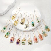 Resim 1 Çift Boho-Şık Şık Kurutulmuş Çiçek Damlası Küpeler Kadınlar İçin - Renkli Reçine & Alaşım, Benzersiz Düzensiz Şekilli Anahtarlık Tasarımı Canlı Çiçekler & Yapraklarla - Günlük Kullanım & Özel Etkinlikler İçin Mükemmel, İlginç Küpeler 