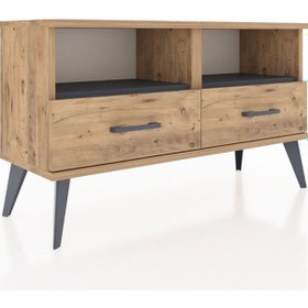 Resim Arges Şifonyer 2 Raflı 2 Çekmeceli 88x30x48 Çam-antrasit/çam Antrasit/çam 