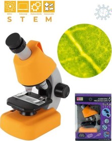 Resim Temel Sarı Stem Mikroskop Seti 100x 400x 1200x Plastik Gövdeli Bilim Kiti 