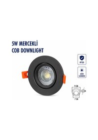 Resim Lampist 5w Siyah Kasa Mercekli Yuvarlak Cob Downlıght 6500k 