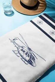 Resim Dijital Baskı Plaj Deniz Havlusu Helikopter Desenli Peştamal HVL0227 