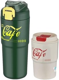 Resim Vagonlife 2'li Çelik Termos-Kahve Bardağı Seti 750ML Çift Kullanım Termos//450ML Mug Kahve Bardağı 