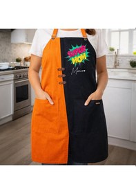 Resim Bk Gift Kişiye Özel Anneler Günü Tasarımlı Turuncu & Siyah Mutfak Önlüğü -2, Aşçı Ve Şef Önlüğü, Ev Hediyesi Kobitmeyencom36638 Bk Gift Renkli 