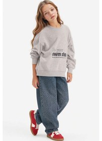 Resim Defacto Kız Çocuk Relax Fit Bisiklet Yaka Baskılı Sweatshirt G3807a825wngr379 Gri-gr379 