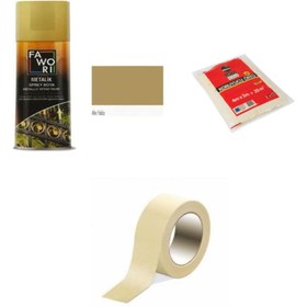 Resim Fawori Metalik Sprey Boya Altın Yaldız 400 Ml / 20 M2 Koruma Örtüsü / 5cm Maskeleme Bandı 
