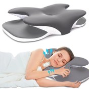 Resim Ayarlanabilir Boyun Yastığı, Servikal Destek Yastığı, Ergonomik Düzeltme Boyun Dinlendirici, Yan Yatanlar, Sırt Yatanlar ve Karın Üzerinde Uyuyanlar için Yavaş Geri Dönüşlü Kelebek Yastık 