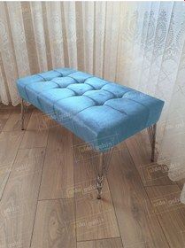 Resim Modern Dilim Puf Ayakucu Puf Gold Metal Ayak 90 45 Turkuaz 