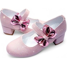 Resim Beebron Ortopedik Topuklu Abiye Kız Çocuk Ayakkabı Shining Series Abiayk2401 Simli Pembe Pembe 