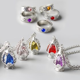 Resim 2 adet Vintage Zarif Büyülü Kadın, Soul Gem Kolye ve Yüzük Seti - Sentetik Zirkonya, Çinko Alaşımlı, Günlük ve Parti Durumları, Sevgililer Günü Hediyesi 