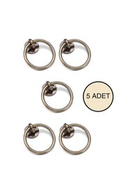 Resim 5 Adet Halka Sarkaç Kulp Seti - Üstten Vidalı Sandalye Arkası Ve Mobilya Kulbu - 60 Mm Antik Sarı Antik Sarı 
