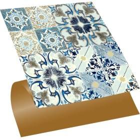 Resim Kendinden Yapışkanlı Banyo Mutfak Kaplama Fas4 Retro Desenli Pvc Karo 30X30 cm (33 Adet) 3m2 