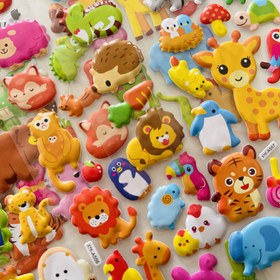 Resim 9 parça set, çizgi film araç çıkartmaları, 3 boyutlu dokulu hayvanlar / 3 boyutlu taşıma araçları, itfaiye kamyonları ve ekskavatörler, eğlenceli işaretleme çıkartmaları, Noel ve diğer tatil hediyesi olarak kullanılabilir 